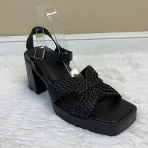Torrid Crisscross Platform Heel Sandals Black Faux Leather Size 10.5WW